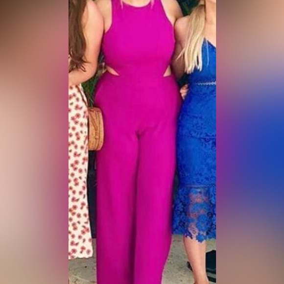 Express Pants - Magenta cut out jumpsuit EXPRESS size L